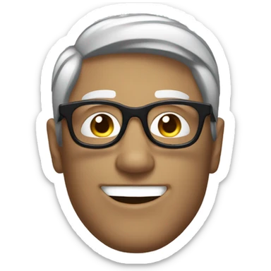 a man smiling with batman mask black hair wearing metalic round specs sticker