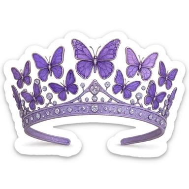 butterfly crown with a lavender base, butterflies in various purple enamel shades, sparkling gems sticker