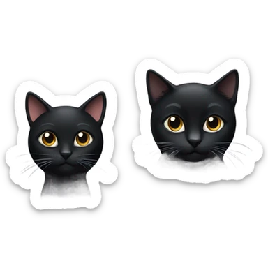 Black cat and small black and white cat  sticker