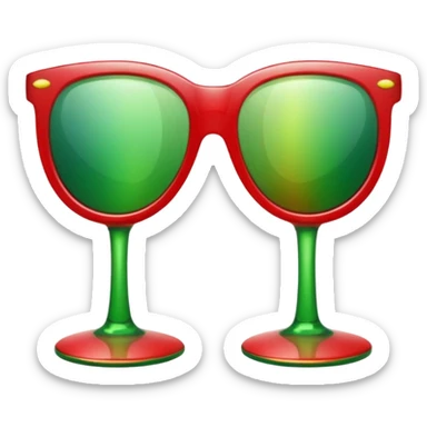 glitter red and green glasses vertically sticker