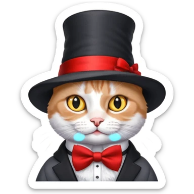 Chat avec un nœud rouge et un chapeau de magicien sticker