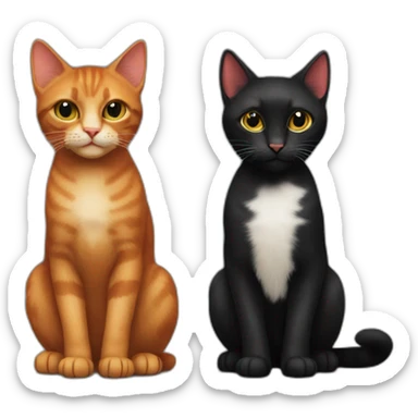 red abissinian cat and black kitten sticker