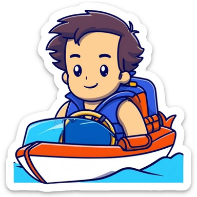 Bill in a speed boat sticker