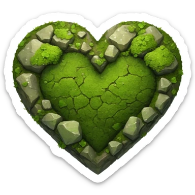 Rock with moss in the shape of a heart sticker