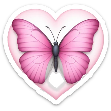 pink butterfly on a white heart sticker
