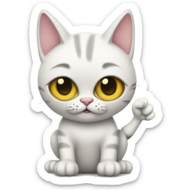 A cyclops cat giving peace sign  sticker