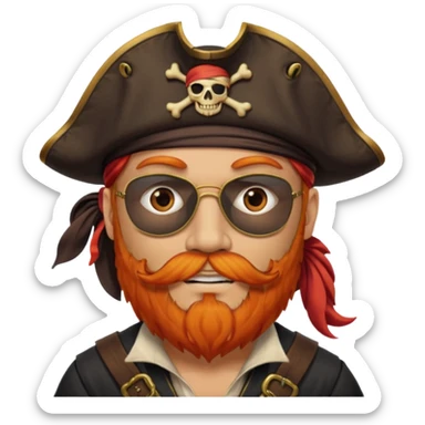 Pirata con un parche en el ojo y con barba anaranjado sticker