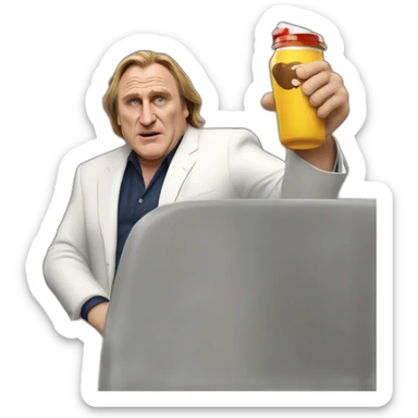 Gérard Depardieu en train de boire sticker
