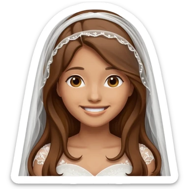 beautiful girl with long hair getting married veil covering face sticker