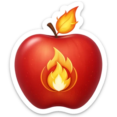 Aesh sheli breslev symbol as an apple style emoji, no text, spiritual flame symbol sticker