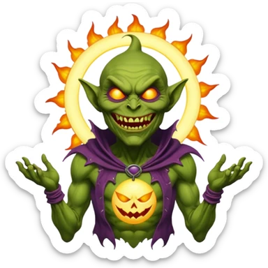 green goblin worshipping the sun sticker