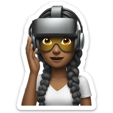 woman with virtual reality controller and headset sticker