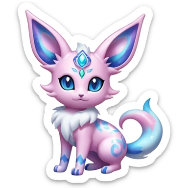 Shiny Exotic Cute Nebulae Ethereal Espeon-Sylveon-Meowstic-Hybrid-Creature with pattern-markings sticker