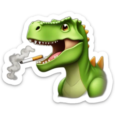 Dinosaur with cigarette sticker