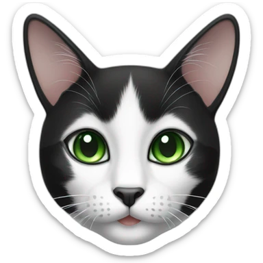 black and white cat and green eyes sticker