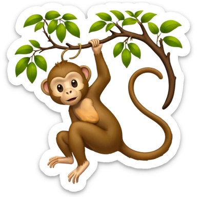 monkey hanging from tree  sticker