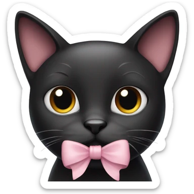 Black cat with a soft pink bow  sticker