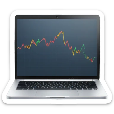 laptop with stock chart on market website sticker