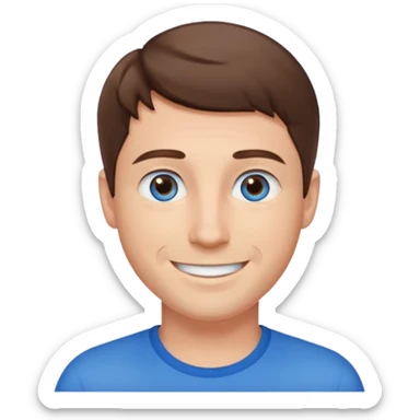 adult male with short, brown hair and blue eys sticker