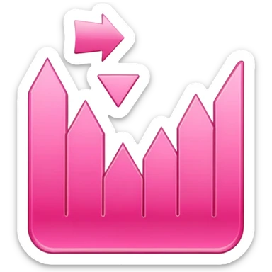 pink chart with upward trend iOS style sticker