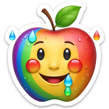 Laughing rainbow tears emoji, apple style, with a big smile and tears in rainbow colors sticker