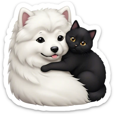 samoyed hug black british cat sticker