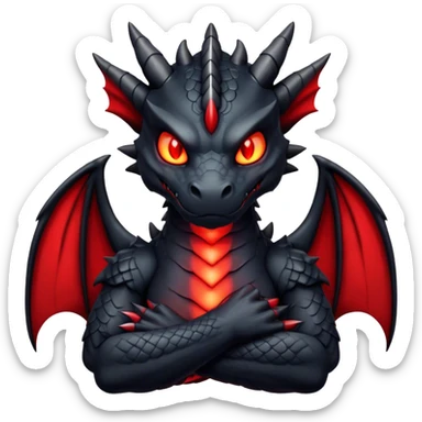 Black dragon with crossed arms sticker