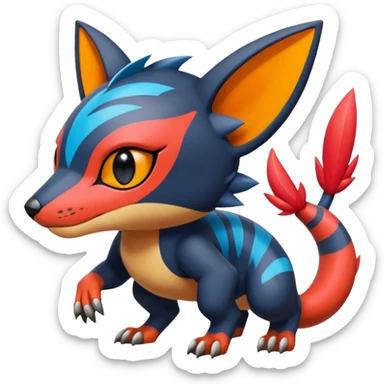  exotic colorful tropical cyber-Sleuth-Litten-Linoone-Noibat-Fakémon-Pokémon-Vernid-creature sticker