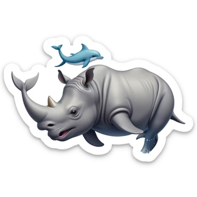 rhino fighting a dolphin sticker