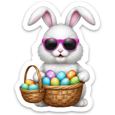 Easter bunny wearing sunglasses sticker