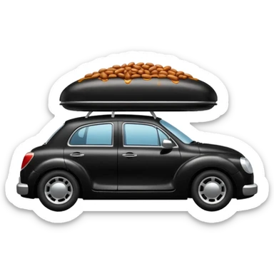 Car with beans in it and stuck in tar sticker