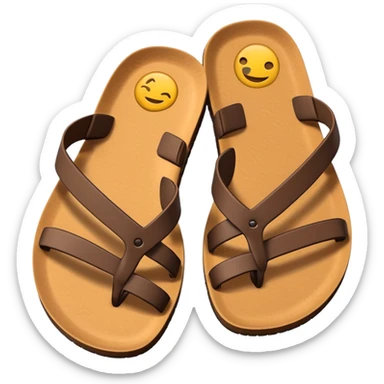 basic sandal sole, minimal detail, emoji style, viewed from the bottom sticker