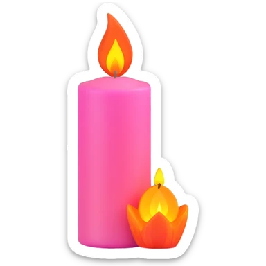A pink candle with a flame on it, viewed from top to bottom. sticker