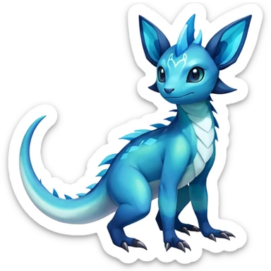 Colorful Iridescent Exotic Salandit-Aurorus-Glaceon-Fakémon-hybrid-creature (full body)  sticker
