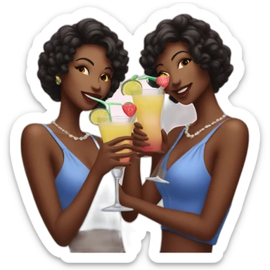 Triplet women drinking pretty cocktails sticker
