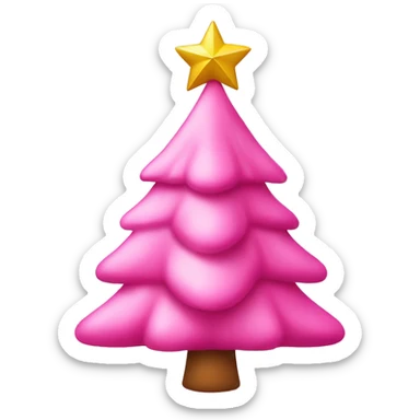 pink christmas tree and a bow on top sticker