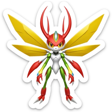 Cute Cool Edgy Shiny Ethereal Legendary Kartana-Digimon-Scizor-hybrid full body sticker