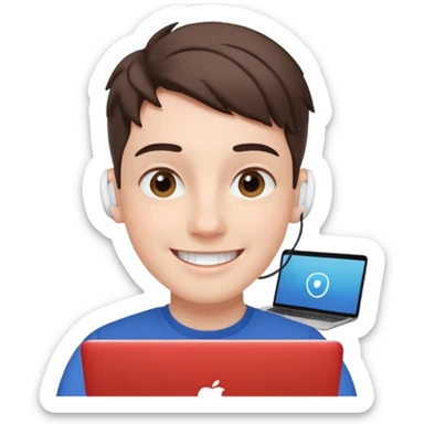 video meeting via laptop smiling person with airpods  sticker