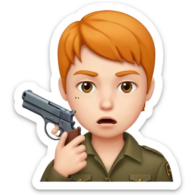 Gun pointing at a person’s mouth sticker