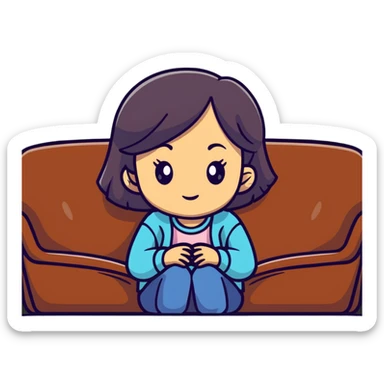 Girl looking at couches sticker