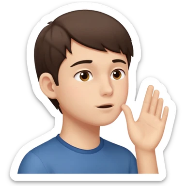 A boy showing right cheek to her mother asking for a gentle playful slap only boy no picture of mother included in emoji
Give side view of right cheek sticker