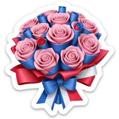 SPAM MEAT rose bouquet wrapped in french flag bow sticker