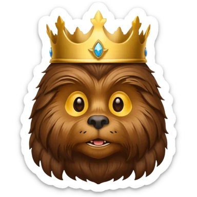 a wookiee wearing a crown sticker
