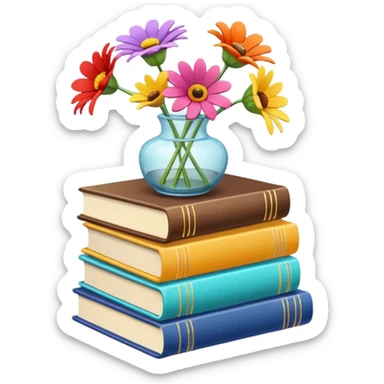 Paper clips + books + flowers sticker