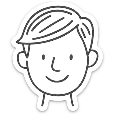 hand-drawn outlined logo of a haircut, playful and approachable sticker