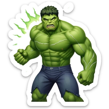 Savage Hulk versus World Breaker Hulk, classic angry Hulk facing powered-up glowing Hulk sticker