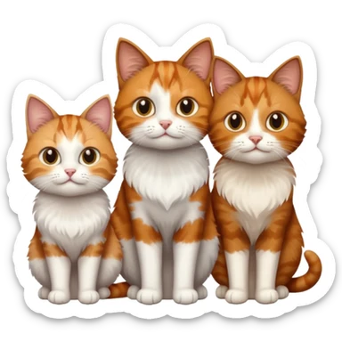 3 cats different colours including brown tabby and white, calico, and ginger and white sticker