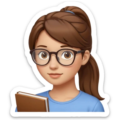 brown haired Ponytail Girl with Glasses sticker