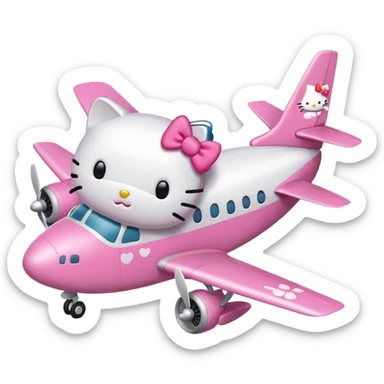 white hello kitty airplane  sticker