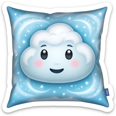 magical white pillow emoji, with misty swirls, sparkles, and a cool frosty aura sticker